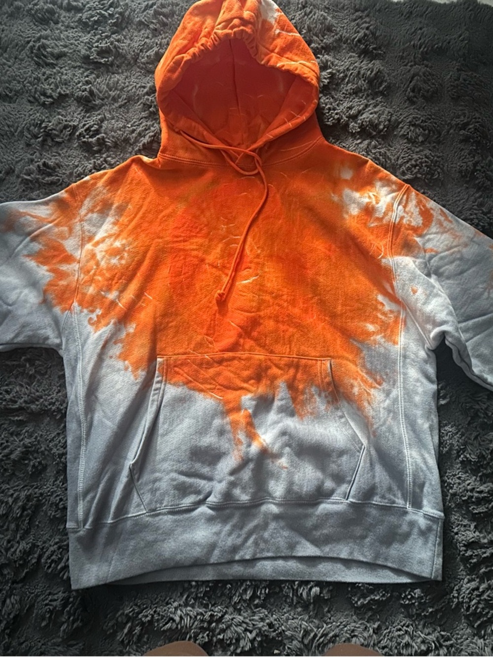 Champion Orange and White Tie-Dye Hoodie